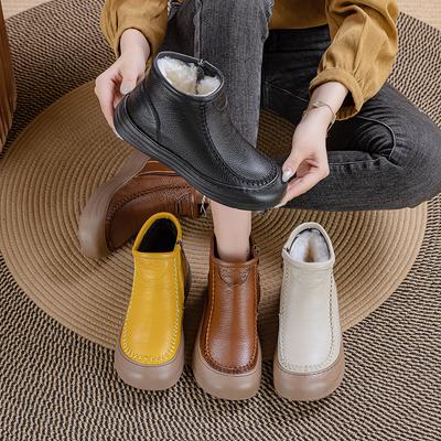 Осень новые кожаные на мягкой подошве на плоской подошве ретро удобные короткие ботинки нескользящие Мартин с круглым носком одинарные ботинки