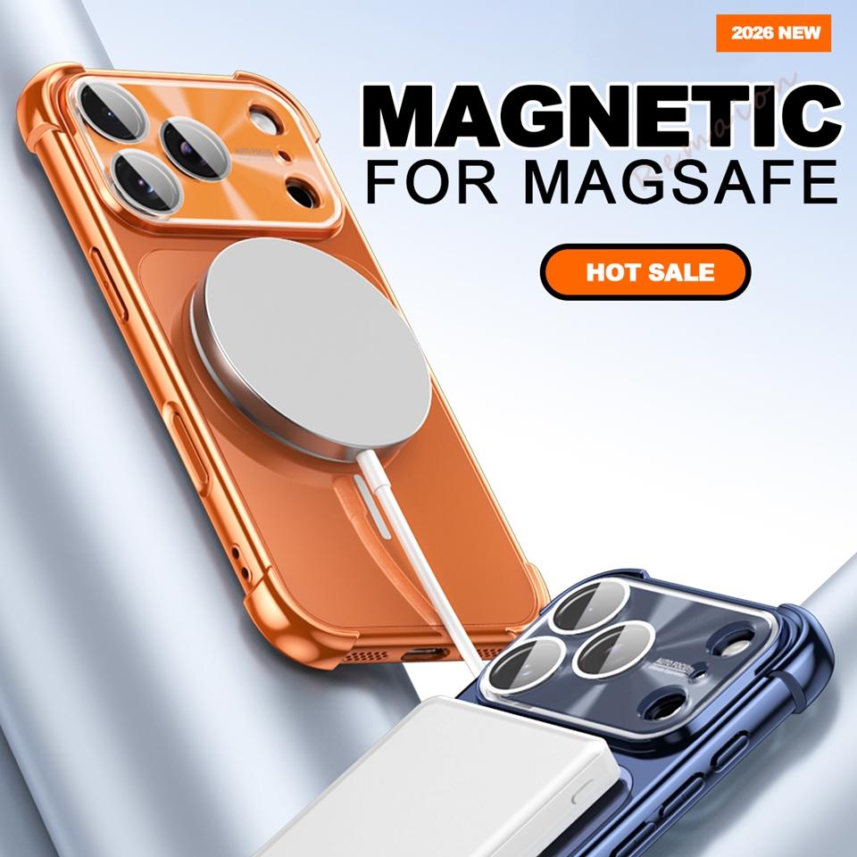 Official Magnetic Phone Case For iPhone 17 13 14 15 16 Pro Max Air Magsafe Big Windows Shockproof Protector Cover