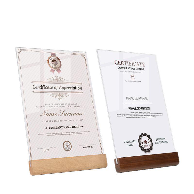 Рамка для сертификата из высококачественного хрустального стекла формата А4 для награды «Отличный сотрудник»