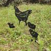 4Pcs Black Chicken Sign Easter Pathway Chicken Sign Outdoor Metal Animal Silhouette Card Garden Art