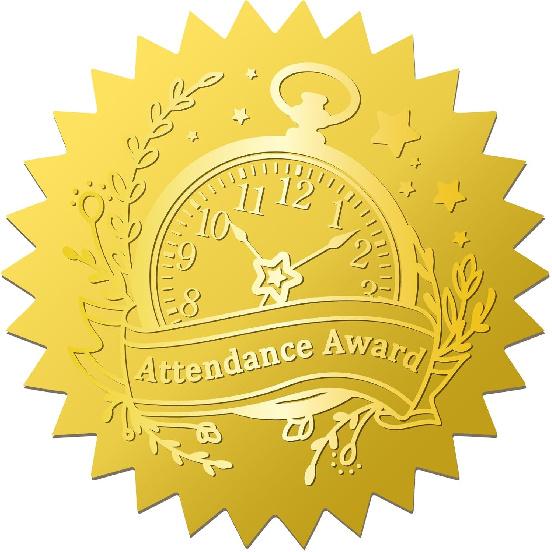 CRASPIRE 408Pcs Attendance Award Clock Gold Foil Embossed Stickers 2" Self Adhesive Envelopes Seals Round Labels for Wedding Invitation Graduation