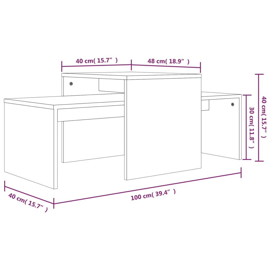Vidaxl Stolik Kawowy, Brązowy Dąb 100X48X40 Cm Materiał Drewnopochodny