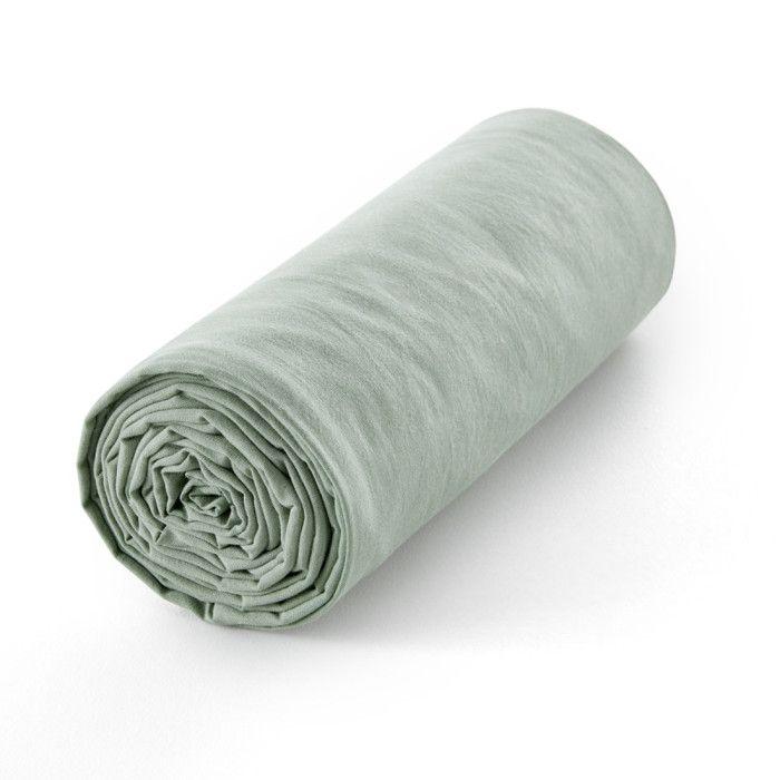 Drap housse "Drift" pur coton teint lavé 57 fils/cm² toutes dimensions - 180x200 - Vert