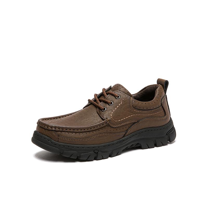 Genuine Leather Men's Hiking Shoes Antiskid Lace Up Shoes Breathable Retro Casual Footwear Man Outdoor Outdoor Sneakers Trainers