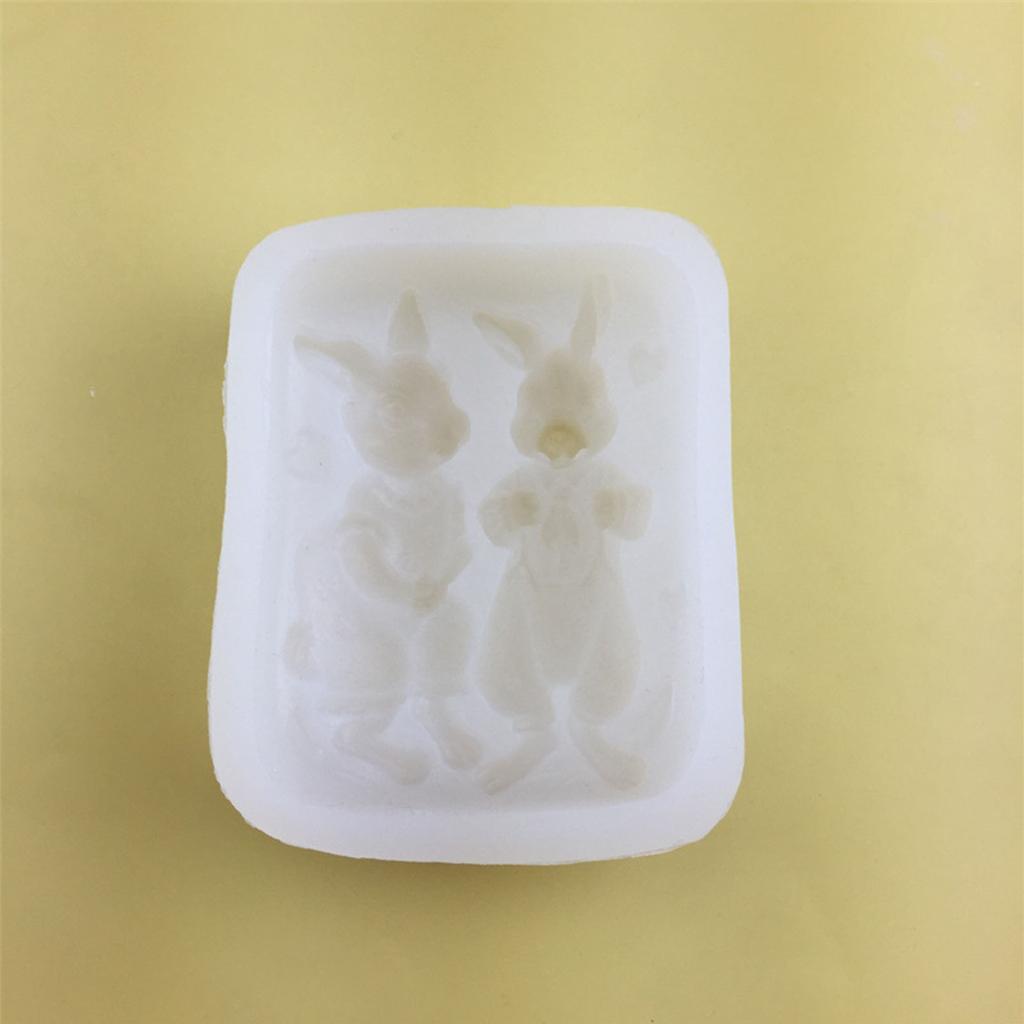 Силиконовая форма для кролика, пара кроликов, праздничная форма для помадки, сделай сам, свеча, пластырь-мыло, эпоксидная форма, инструмент для изготовления рукоделия