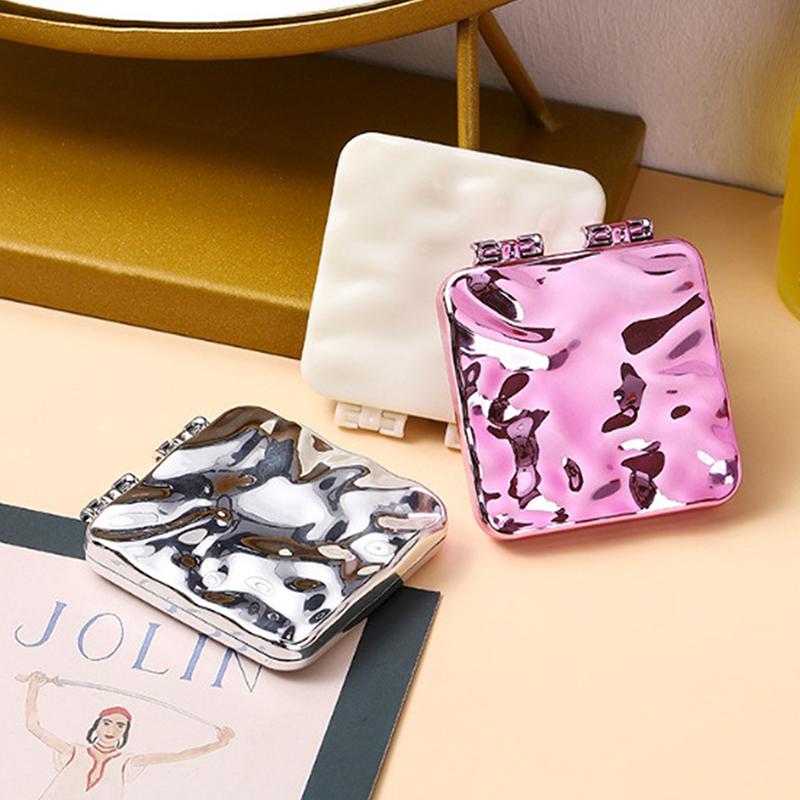 Портативное двустороннее складное косметическое карманное зеркало для макияжа с покрытием