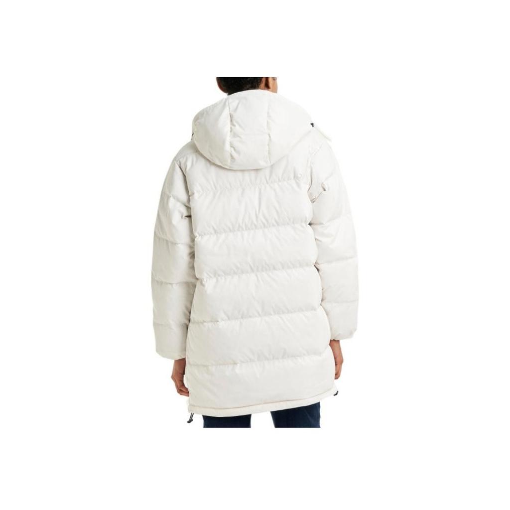 Levis FW22 Solid Color Mid-Length Hooded Down Jacket Women Outerwear White A3287-0001
