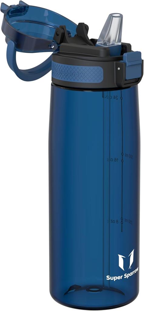 Бутылка для воды Super Sparrow 750 мл US Tritan BPA Free с соломинкой, подходит для тренировок - - - спорт, школа, бейсбол, на открытом воздухе, кемпинг,