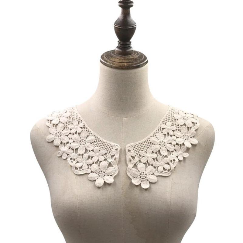 1 Pair Embroidery Cotton Lace Fabric Neckline Collar Trim Craft Ribbon DIY Sewing Collar Guipure Applique Wedding Decor