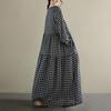 Spring Vintage Floral Print Maxi Dress  Plus Size Women Loose Oversize Long Sleeve Casual Basic Long Dress