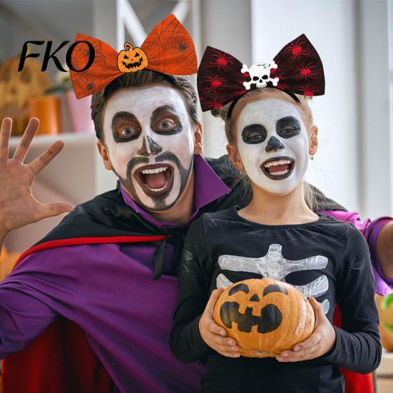 Light And Comfortable Hairband Halloween Bow Headbands, Flexible Non-Slip with Pumpkin Bat Skeleton Spider Cosplay Headband Design, Lightweight