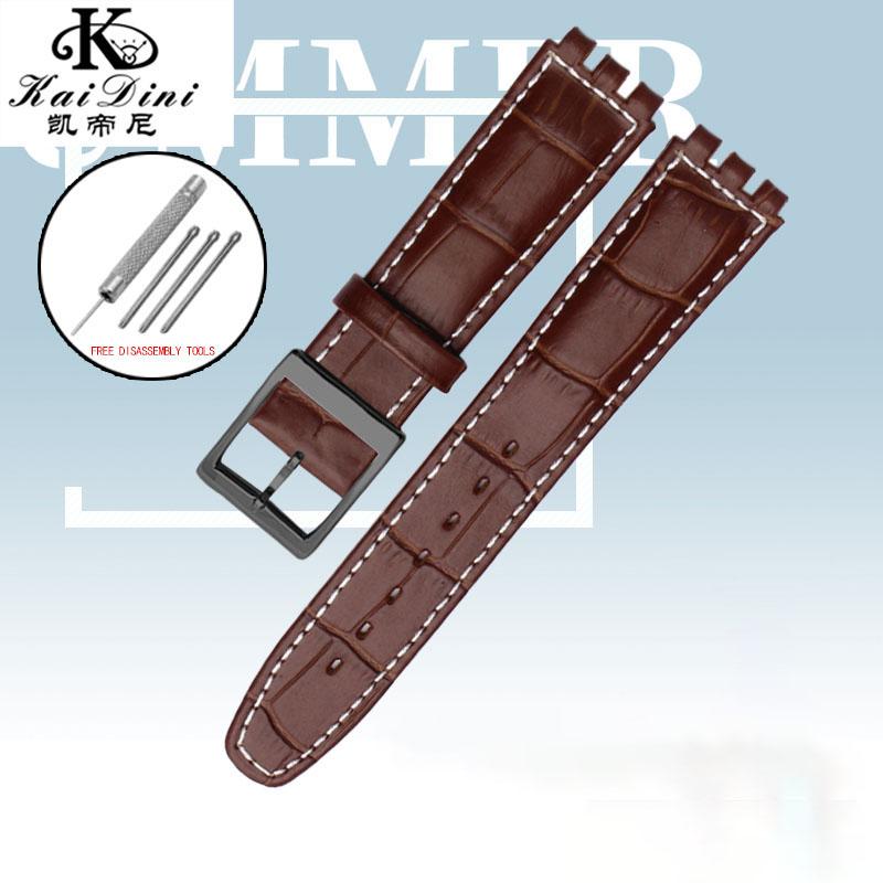 17 мм 19 мм Кожаный Ремешок для Часов SWATCH Натуральная Кожаная Браслет Мужчины Женщины Водонепроницаемый Спортивный Запасной Ремешок