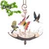 Hanging Birds Feeder for Outdoors Umbrella Shaped Birds Feeder Tray with Dragonfly/Butterfly/Honeybee Metal Wild Birds Bath for Garden Backyard Decor