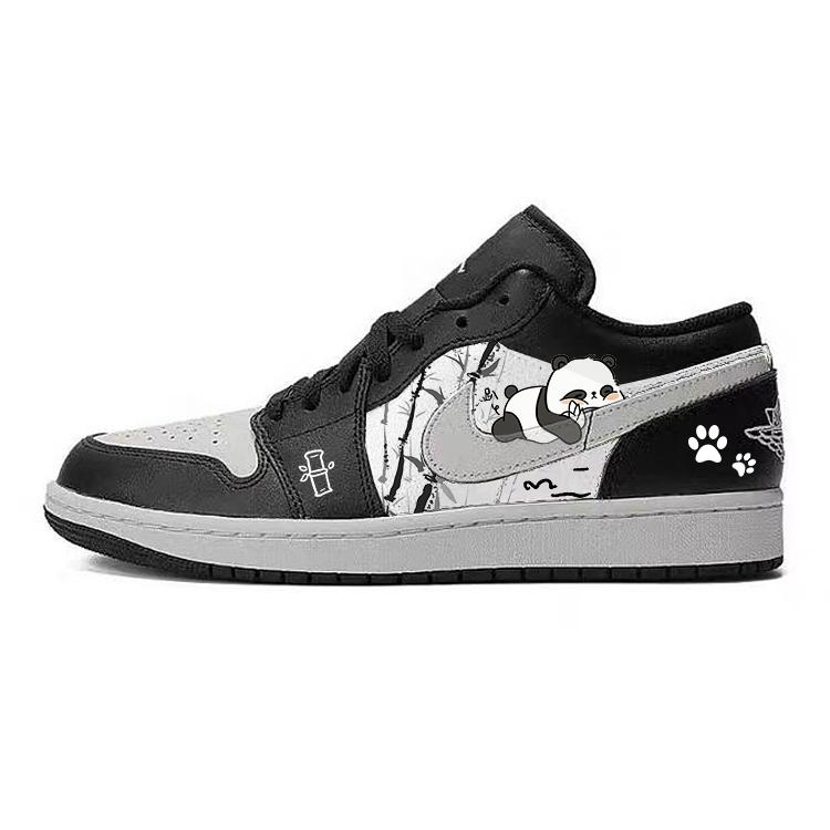 Jordan Air Jordan 1 Нескользящие Устойчивые к истиранию Низкие Винтажные Баскетбольные Кроссовки Унисекс Черно-Белые 553558-043(Команда181-)