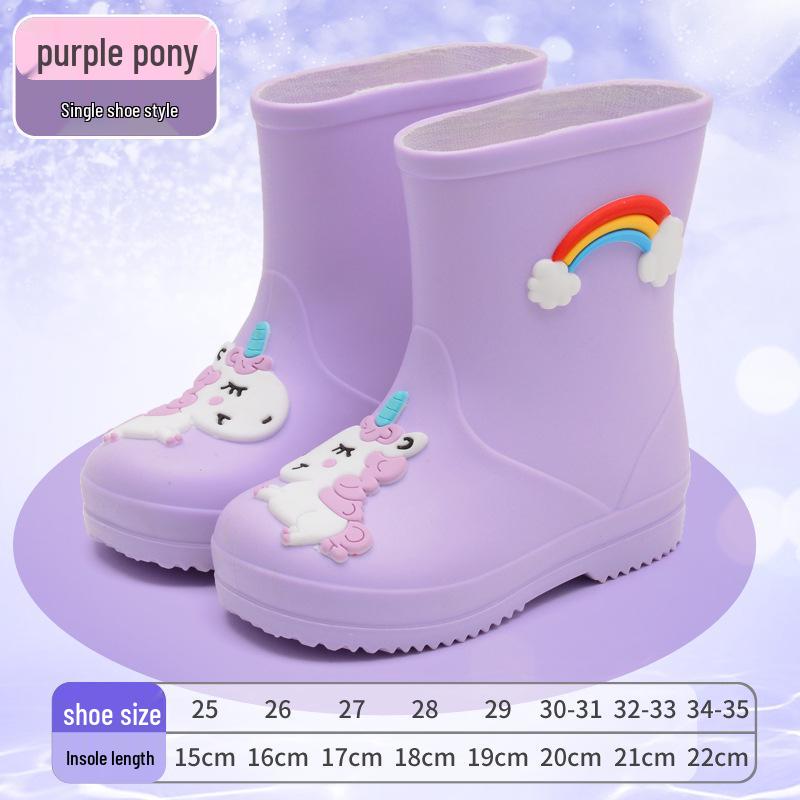 Мультяшные детские водонепроницаемые резиновые дождевые сапоги с нескользящей подошвой для малышей и детей