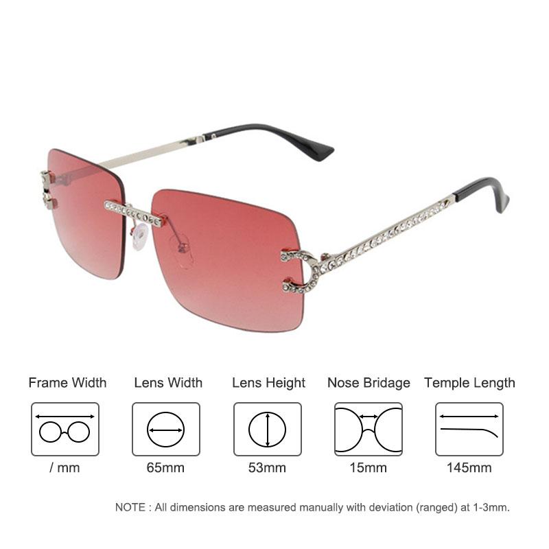 HBK 2023 Rimless Gradient Lenses Diamond Square Sunglasses UV400 Protection Alloy Frames Women