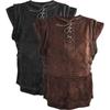 Men's Vintage Medieval Samurai Suede Jerkin Sleeveless Vintage Lace-up Vest Knight Cosplay Suede Leather Armored Pirate Jacket
