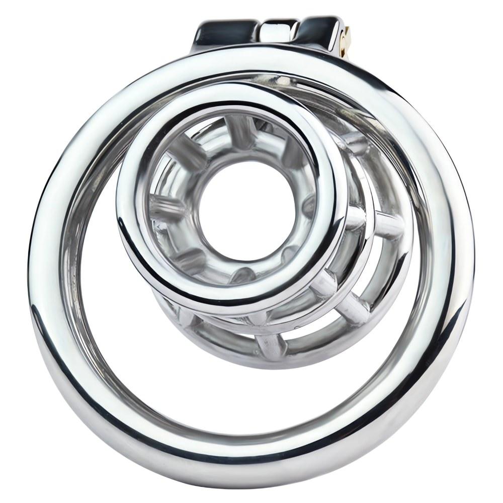 FRRK Negative Chastity Basket Metal Cage Stainless Steel Cuckold Lockdown Penis Chastity Device Sleeve Circle Ring Lock Cock Toy
