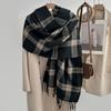 British Retro Large Plaid Scarf for Women Winter Fleece-Like Cashmere Trendy Brand Korean Style Versatile Student Warm Neck Warmer