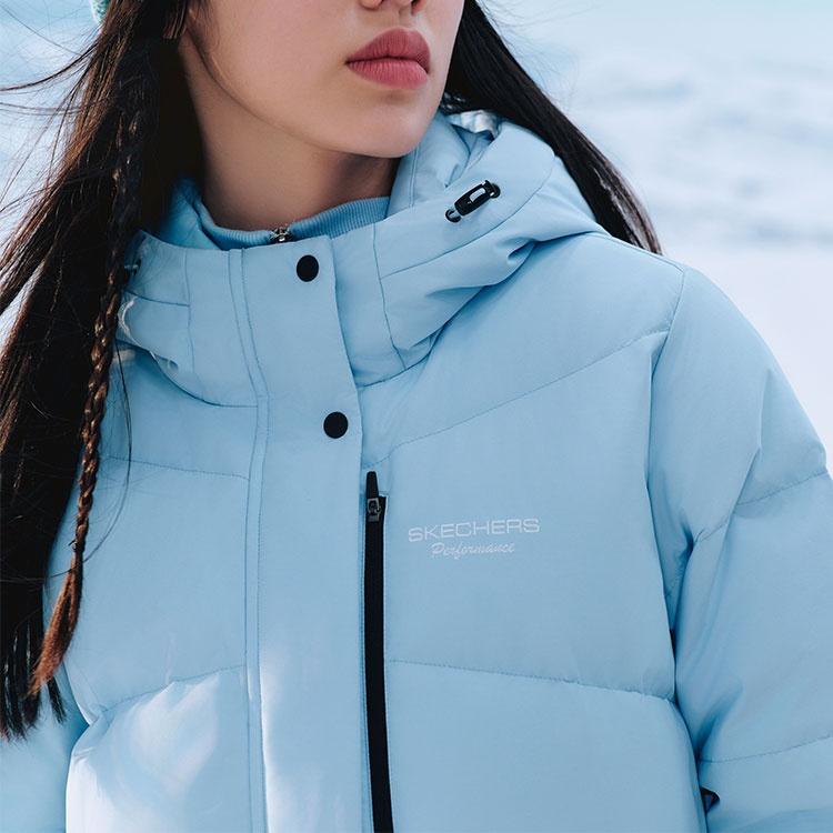 (WMNS) Skechers Basic Long Down Jacket 'Blue' Women's P423W126-02P8