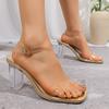 Elegant Transparent High Heel Sandals Women Summer Fashion Ankle Strap Party Dress Shoes Woman Thick Heeled Clear Pvc Sandalias
