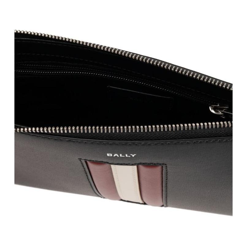 Bally Кожаная сумка-клатч с принтом логотипа Мужская сумка-клатч Черная 6308543
