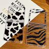 Transparent Phone Case For Samsung Galaxy Z Flip5 Flip4 Flip3 Cow Pattern Clear Folding Hard PC Cover For Samsung Z Flip 5 4 3