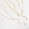 Pearl Colored Rhinestone Necklace Cross Bohemian Style Necklace Gold Jewelry  Sea Beach Jewelry