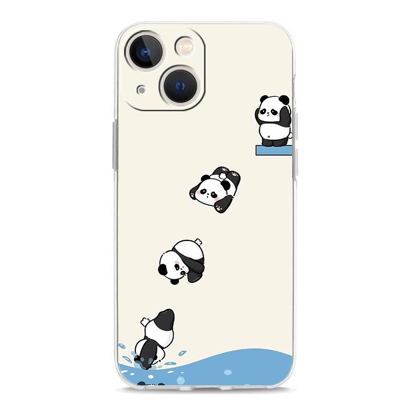 Чехол для телефона iPhone 17 Чехлы iPhone Air 16 15 12 13 14 Pro Max 7 8 Plus 16Pro iPhone11 Прозрачный Мягкий Чехол Мультяшный панда