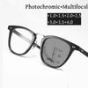 Vintage Intelligent Photochromic Progressive Multifocal Presbyopia Sunglasses Luxury Finished Bifocal Near Far Sight Glasses