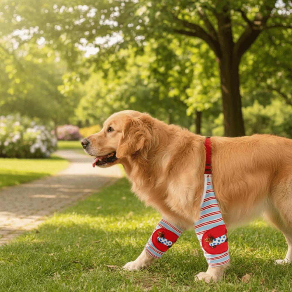 Striped Design Dog Elbow Brace Cartoon Pattern Dog Leg Warmers Dog Knee Pads Autumn Winter