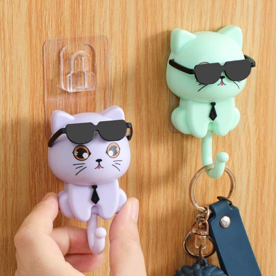 Storage Hook Strong Load-bearing Waterproof Cartoon Cat Shaped Coat Hook Scarf Bag Hanger Hook Wall Decoration