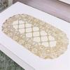 Водонепроницаемая вышитая скатерть 40x85 см с золотым узором, кружевная салфетка на стол, термостойкая ПВХ подставка для защиты поверхности