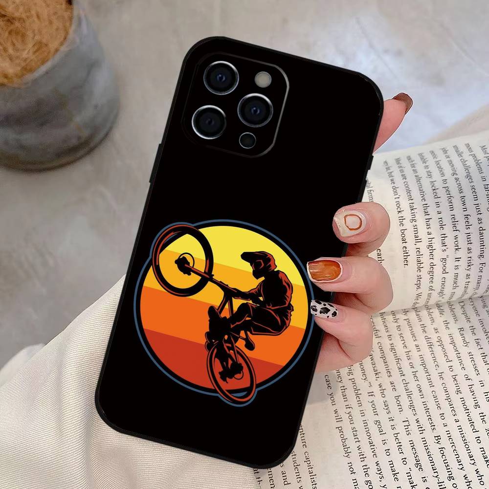 Чехол для телефона на велосипед, горный велосипед, для iPhone 17, 16, 15, 14, 13, 12, 11 Plus, Pro Max, XS, мягкий силиконовый, черный