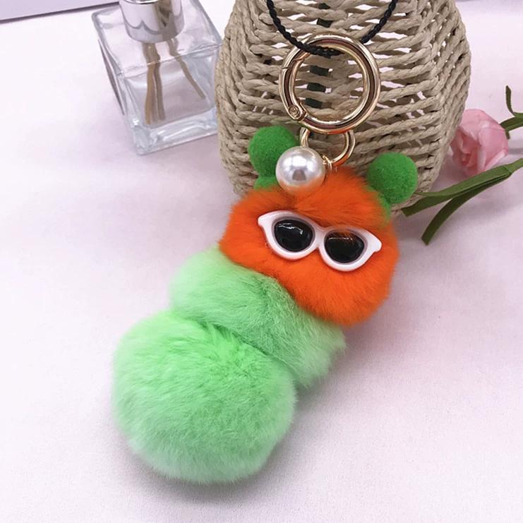 Кролик Рекс красочная гусеница плюшевая сумка кулон брелок креативный милый женский норковый ювелирный подарок