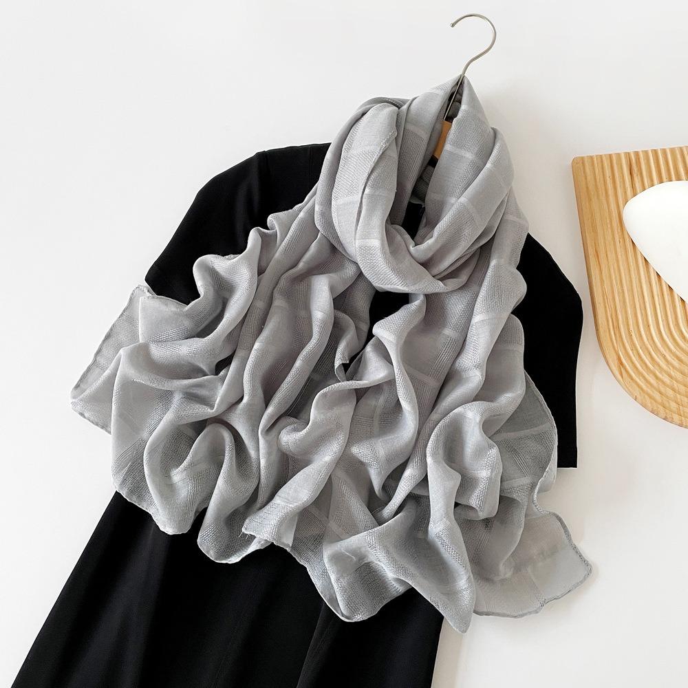 Элегантные женские шали корейские длинные шелковые шали простые роскошные шелковые шарфы женские