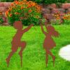 1 Pair Silhouette Art Model Little Boy Girl Shape Character Silhouette Art Ornament Garden Decor Stakes Sculpture Lawn Yard Decoration