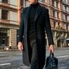 Men Coat Retro Functional Button-breasted Long Sleeve Winter Jacket with Large Pockets for Outdoor Office