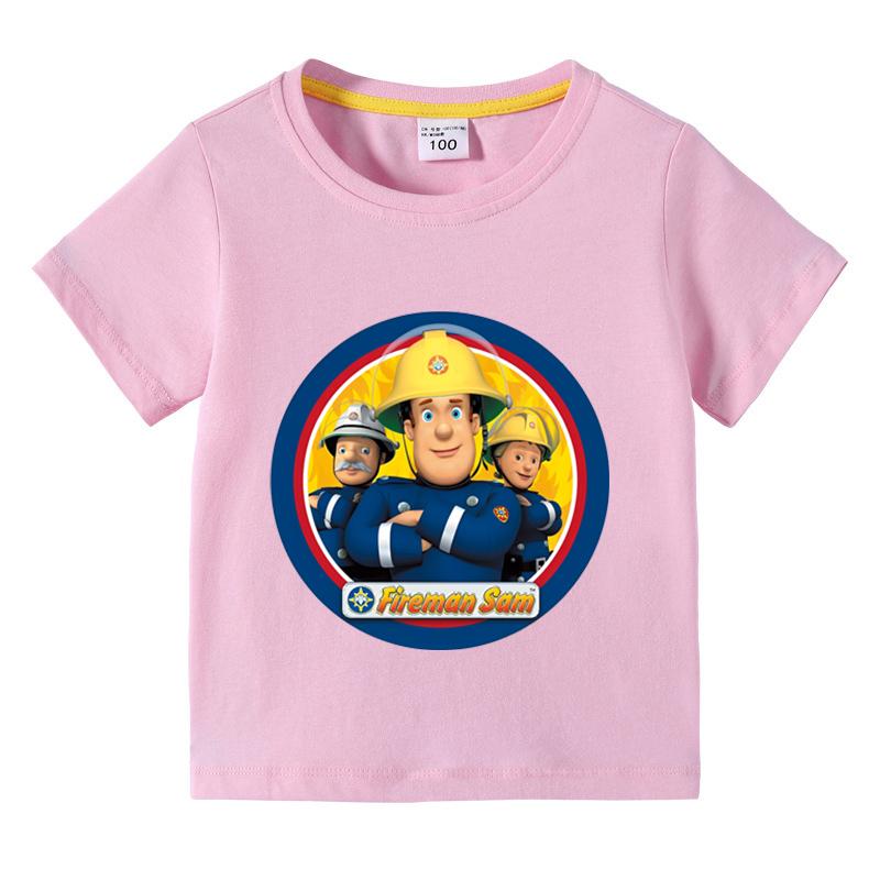 Kids Sam Fireman Firefighter Boys Girls Short Sleeve Tops Childrens Funny Tee For Summer aldult Parent child Kids Cotton Tshirt