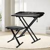 Keyboard Stand Bench Set for Digital Pianos, X-Shaped Design, Durable and Strong, Includes Dust Caps, 7 Height Adjustments, Thick Reinforced Frame, No