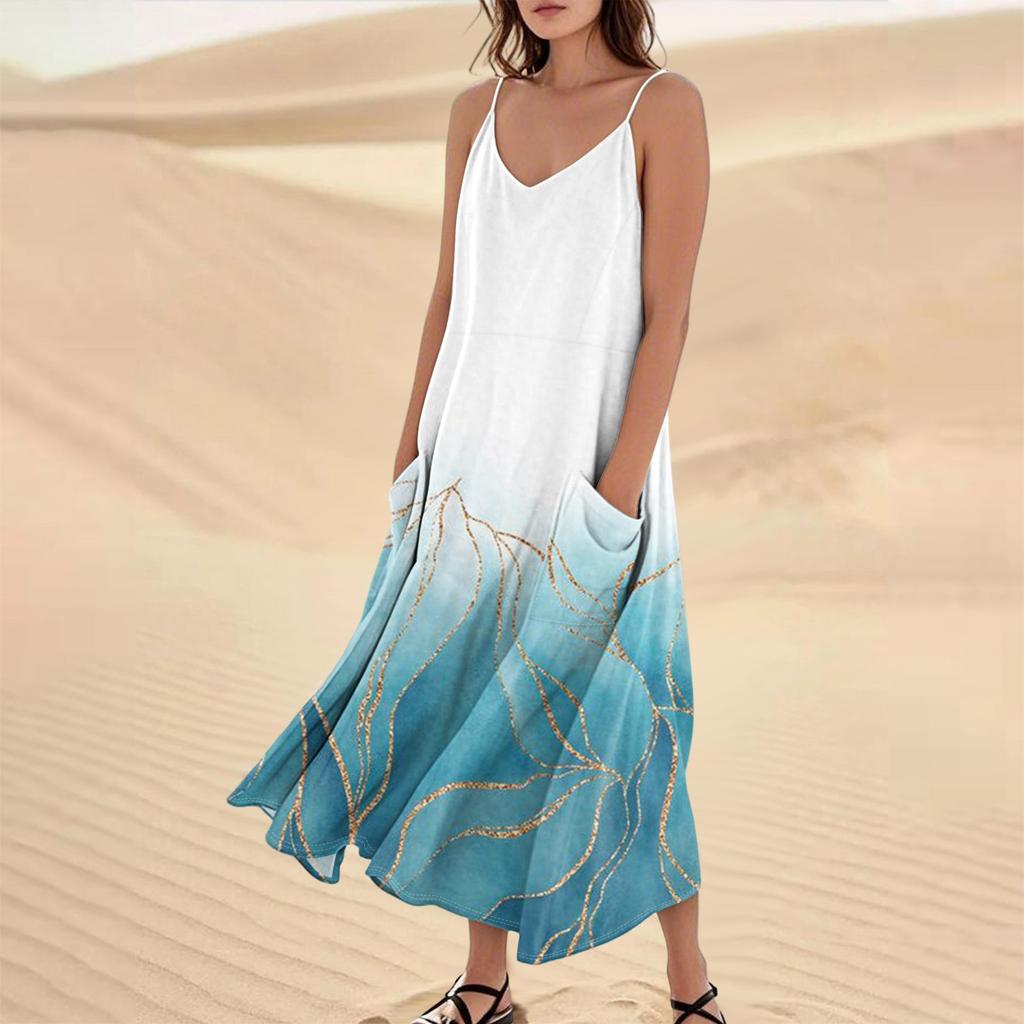 Женское летнее платье, повседневные свободные длинные пляжные платья для отдыха
