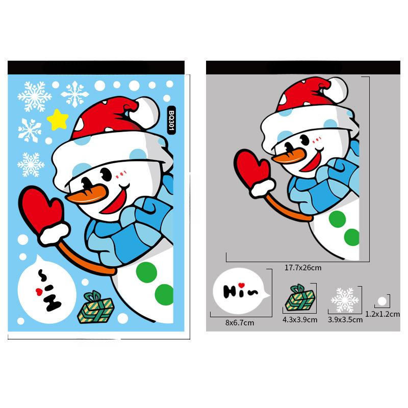 Christmas Decoration Window Stickers Cartoon Elk Santa Claus Snowman Xmas Mirror Stickers Merry Christma Sticker New Year