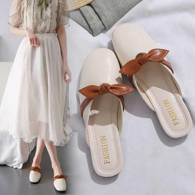 Летом 2025 года новый стиль ленивой феи без каблука с юбкой, головкой-мешком и полушлепками, женская плоская подошва для ношения на улице