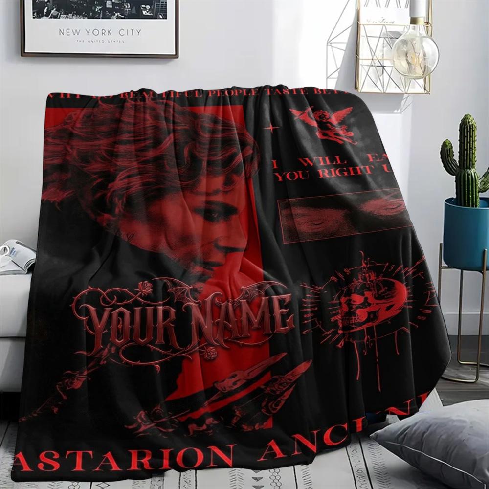 1PC Astarion Ancunin Gothic Romance Custom Name Patterned Flannel Blanket Suitable For All Seasons For Home Decor Warmth And Comfort Gifts Holiday Pre