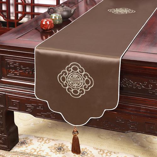 New Chinese Zen Embroidery Table Flag TV Cabinet Cover Cloth Tea Table Table Flag Shoe Cabinet Bed Tail Scarf Long Table Flag