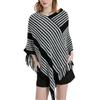Bat Black Striped Knitted Shawl