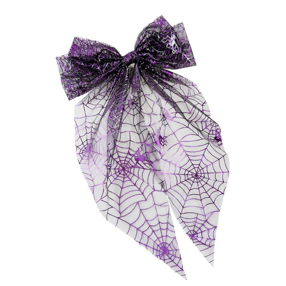 Mesh Tassel Bow Duckbill Clip Bronzing Transparent Halloween Hairpin Halloween Day Party
