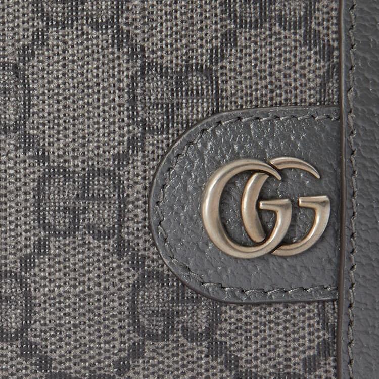 Gucci Ophidia Logo Canvas And Leather Trim Card Holder Wallet Men Wallets Gray 597609-UULBN-1244