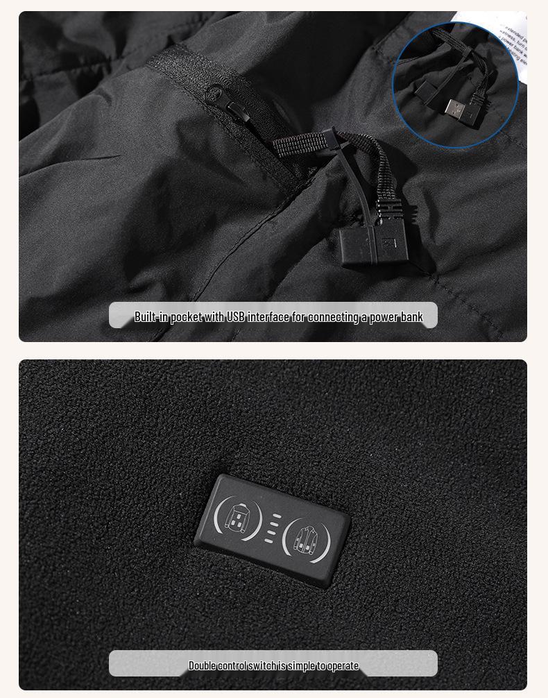 USB-обогреваемая куртка из полярного флиса - Умное зимнее пальто с электрообогревом