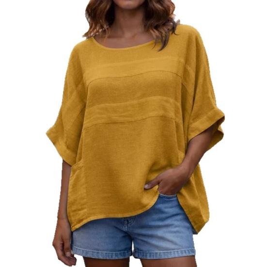 Womens O Neck Shirt Soft Breathable Tops Regular Fit Dolman Sleeve Top Casual Loose Fit Blouse Summer Spring Shirt Perfect for Work Party Date Fashion